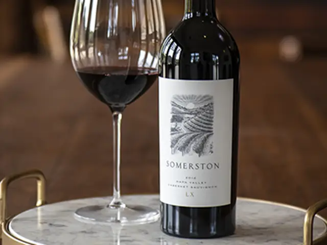 Somerston Cabernet Sauvignon beside a wine glass.