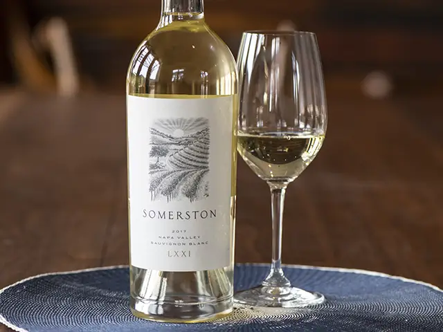 Somerston Sauvignon Blanc beside a wine glass